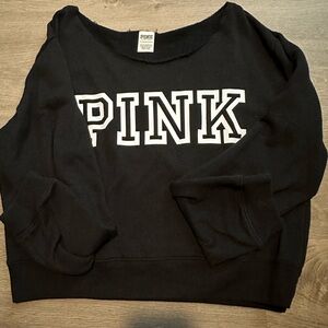 Off shoulder PINK VS cropped long sleeve